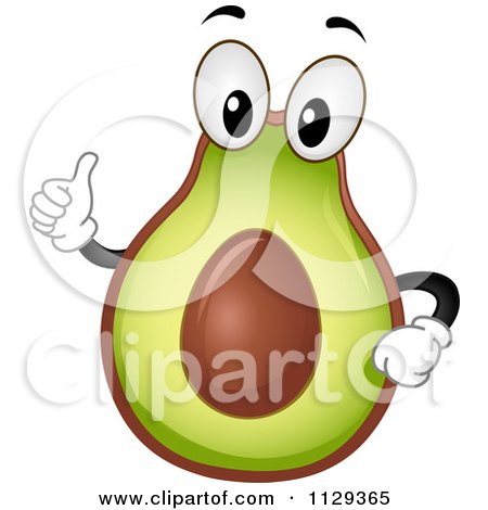 Cartoon Of An Avocado Mascot Holding A Thumb Up - Royalty Free Vector Clipart by BNP Design Studio