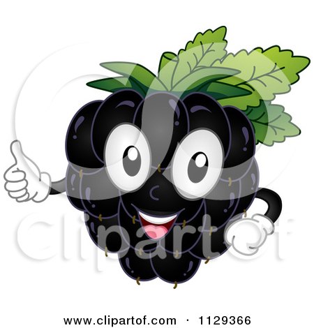 Cartoon Of A Blackberry Mascot Holding A Thumb Up - Royalty Free Vector Clipart by BNP Design Studio