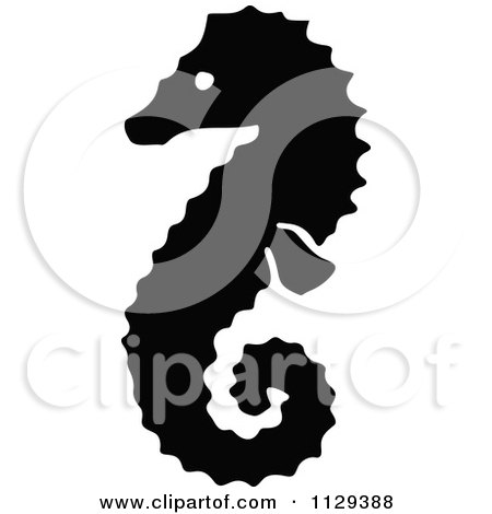 Clipart Of A Seahorse Silhouette - Royalty Free Vector Illustration by Prawny Vintage