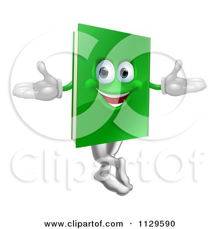 Cartoon Of A Happy Green Book Mascot - Royalty Free Vector Clipart by AtStockIllustration