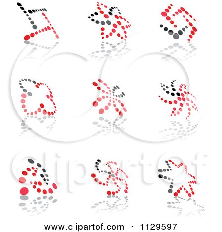 Clipart Of Abstract Red And Black Dot Icons And Reflections - Royalty Free Vector Illustration by Vector Tradition SM