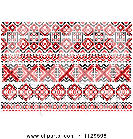 Clipart Of A Red Black And White Native American Border Designs 2 - Royalty Free Vector Illustration by Vector Tradition SM