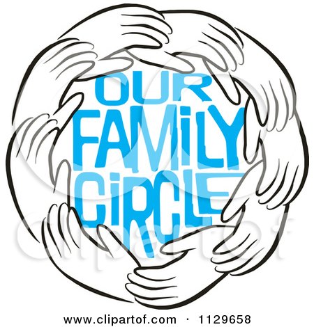 Cartoon Of A Ring Of Hands Around Blue Our Family Circle Text - Royalty Free Vector Clipart by Johnny Sajem