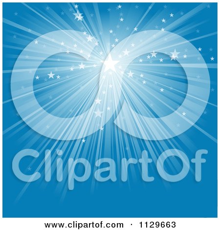 Clipart Of A Blue Starburst Christmas Background - Royalty Free Vector Illustration by dero