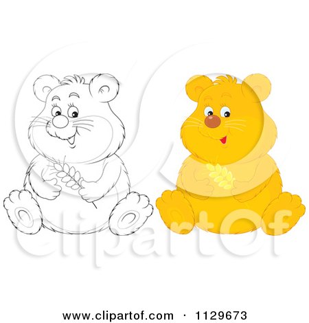 Cartoon Of Outlined And Colored Hamster - Royalty Free Vector Clipart by Alex Bannykh