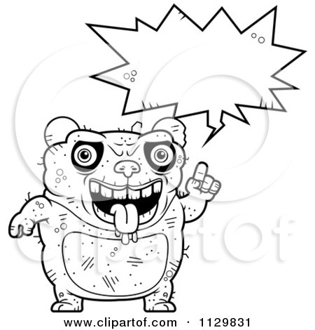 Cartoon Clipart Of An Outlined Talking Ugly Panda - Black And White Vector Coloring Page by Cory Thoman