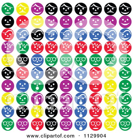 Cartoon Of A Background Of Colorful Expressional Faces - Royalty Free Vector Clipart by pauloribau