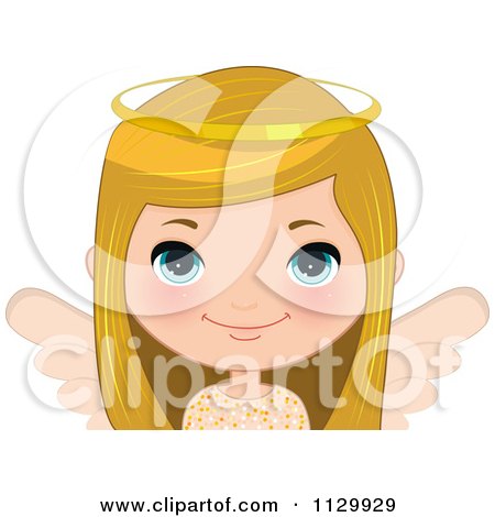 Cartoon Of A Blond Angel Christmas Girl 1 - Royalty Free Vector Clipart by Melisende Vector