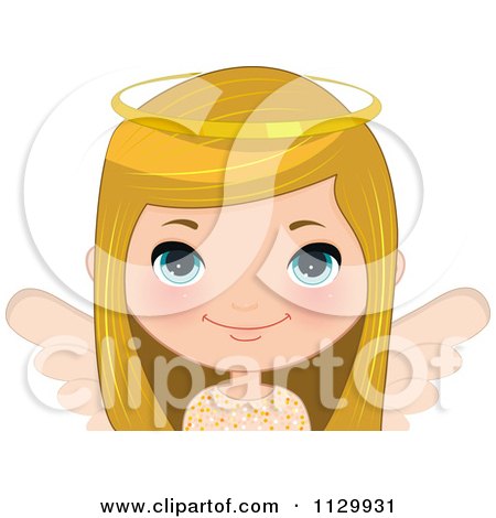 Cartoon Of A Blond Angel Christmas Girl 2 - Royalty Free Vector Clipart by Melisende Vector