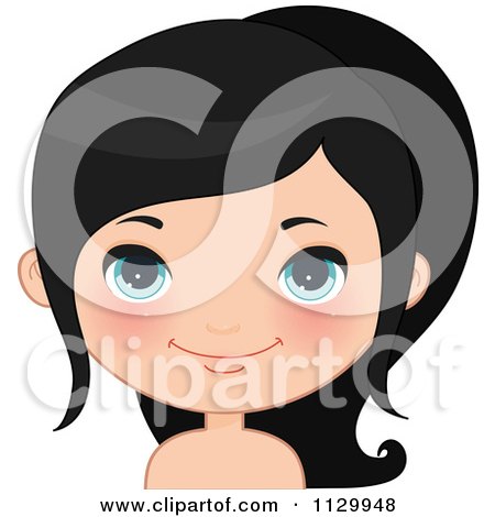 Cartoon Of A Cute Black Haired Girl Wearing Her Hair In A Pony Tail 2 - Royalty Free Vector Clipart by Melisende Vector
