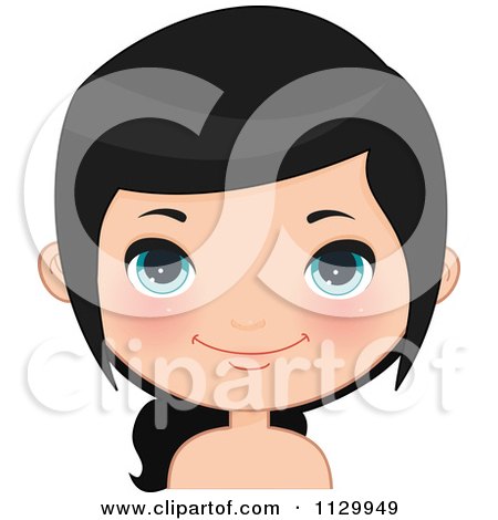 Cartoon Of A Cute Black Haired Girl Wearing Her Hair In A Pony Tail 3 - Royalty Free Vector Clipart by Melisende Vector