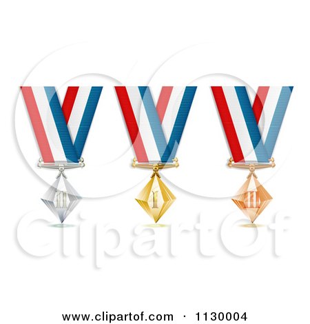 Clipart Of Silver Bronze And Gold Place Award Medals - Royalty Free Vector Illustration by merlinul