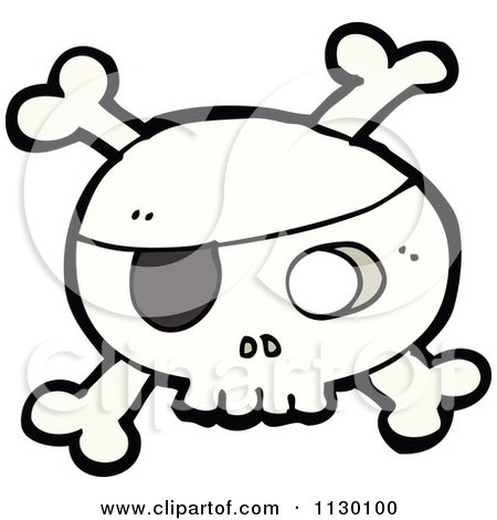 Cartoon Of A Pirate Skull With Crossbones 1 - Royalty Free Vector Clipart by lineartestpilot