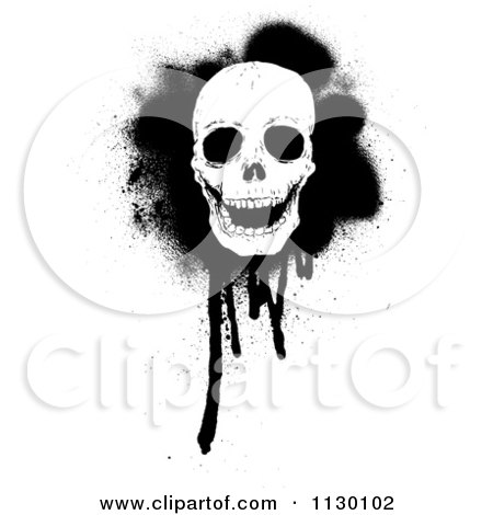 Cartoon Of A Laughing Skull And Grunge - Royalty Free Vector Clipart by lineartestpilot