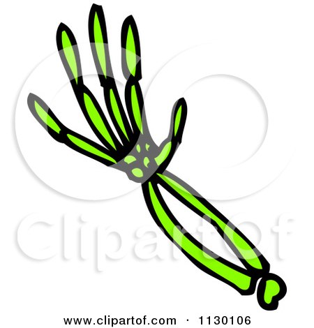 Cartoon Of Green Human Arm And Hand Bones - Royalty Free Vector Clipart by lineartestpilot