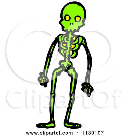 Cartoon Of A Green Human Skeleton - Royalty Free Vector Clipart by lineartestpilot