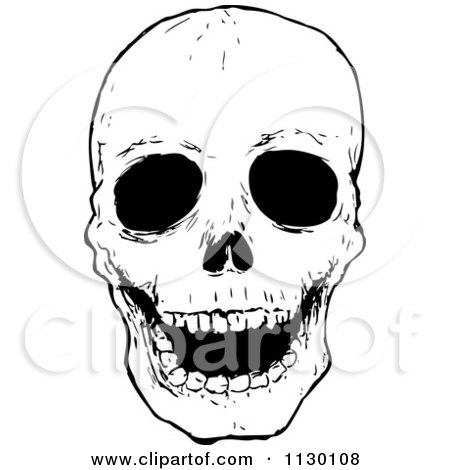 Cartoon Of A Skull 10 - Royalty Free Vector Clipart by lineartestpilot