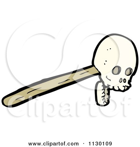 Cartoon Of A Skull On A Stick - Royalty Free Vector Clipart by lineartestpilot