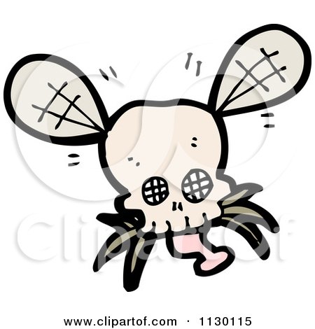 Cartoon Of A Skull Bug Fly 4 - Royalty Free Vector Clipart by lineartestpilot
