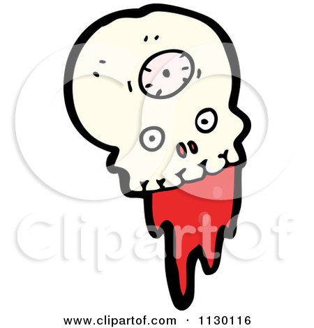 Cartoon Of A Skull Spurting Blood 5 - Royalty Free Vector Clipart by lineartestpilot