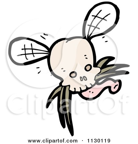 Cartoon Of A Skull Bug Fly 3 - Royalty Free Vector Clipart by lineartestpilot