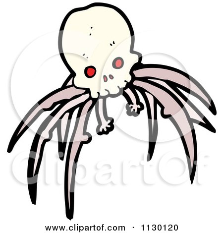 Cartoon Of A Skull With Creepy Legs 1 - Royalty Free Vector Clipart by lineartestpilot
