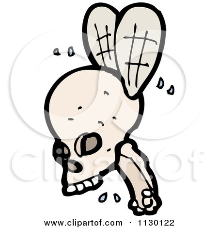 Cartoon Of A Skull Bug Fly 2 - Royalty Free Vector Clipart by lineartestpilot