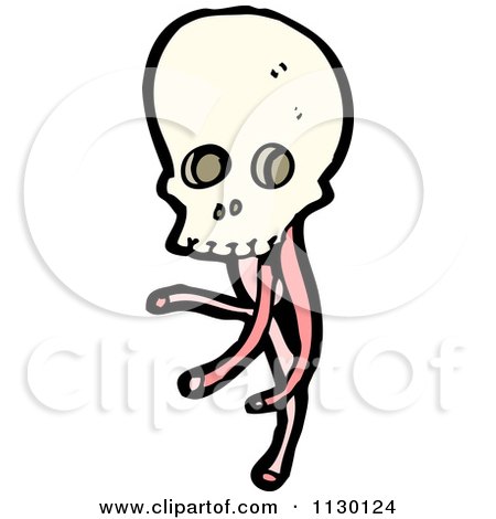 Cartoon Of A Skull With Cables 1 - Royalty Free Vector Clipart by lineartestpilot