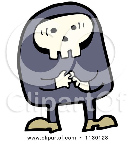 Cartoon Of A Skull Man 2 - Royalty Free Vector Clipart by lineartestpilot