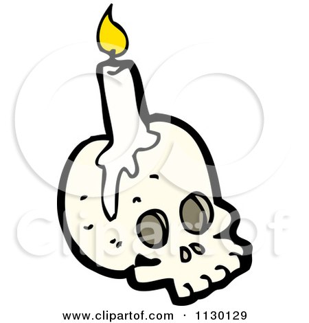 Cartoon Of A Burning Candle On A Skull - Royalty Free Vector Clipart by lineartestpilot