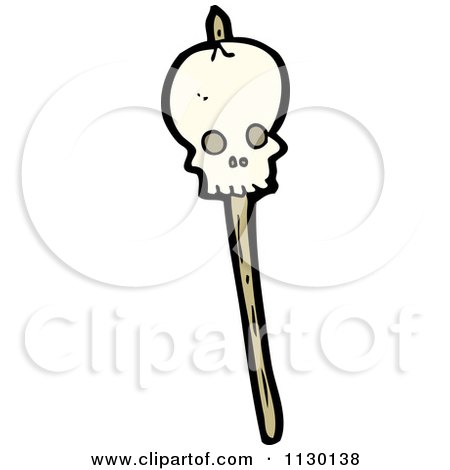 Cartoon Of A Speared Skull - Royalty Free Vector Clipart by lineartestpilot