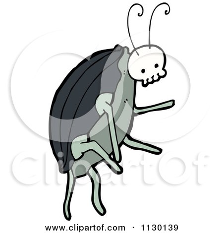 Cartoon Of A Skull Bug Beetle 2 - Royalty Free Vector Clipart by lineartestpilot