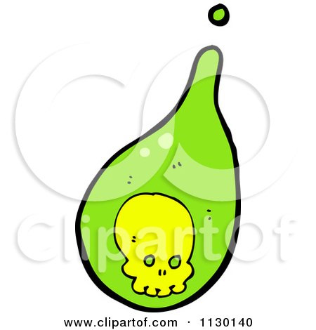 Cartoon Of A Green Skull Droplet - Royalty Free Vector Clipart by lineartestpilot