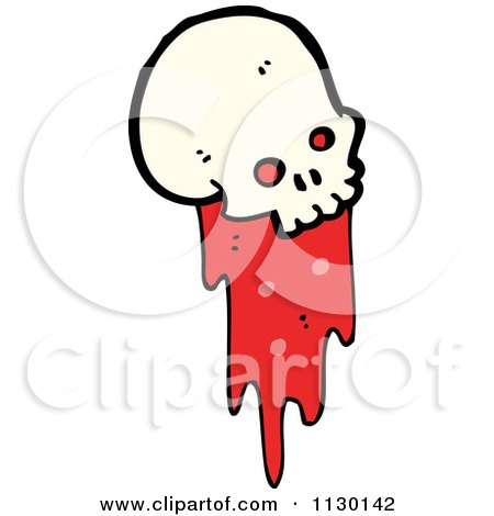 Cartoon Of A Skull Spurting Blood 6 - Royalty Free Vector Clipart by lineartestpilot