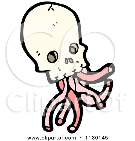 Cartoon Of A Skull With Cables 2 - Royalty Free Vector Clipart by lineartestpilot
