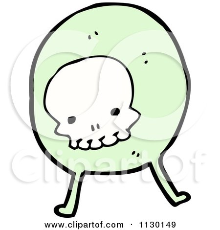 Cartoon Of A Green Skull Ghost 4 - Royalty Free Vector Clipart by lineartestpilot