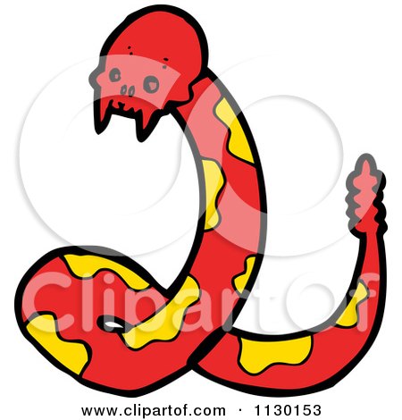 Cartoon Of A Red Skull Snake 1 - Royalty Free Vector Clipart by lineartestpilot