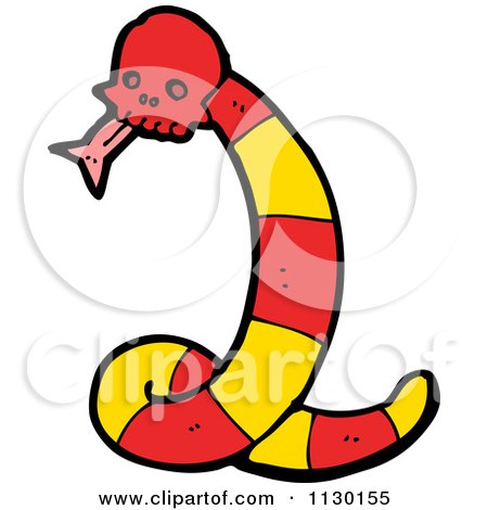 Cartoon Of A Red Skull Snake 3 - Royalty Free Vector Clipart by lineartestpilot