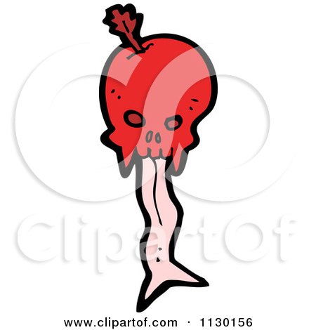 Cartoon Of A Red Skull With A Tongue 2 - Royalty Free Vector Clipart by lineartestpilot