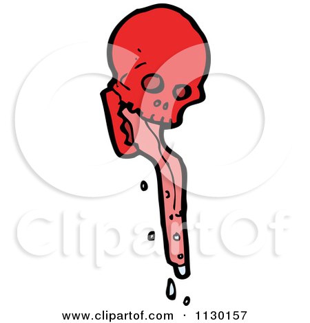 Cartoon Of A Red Skull With A Tongue 3 - Royalty Free Vector Clipart by lineartestpilot