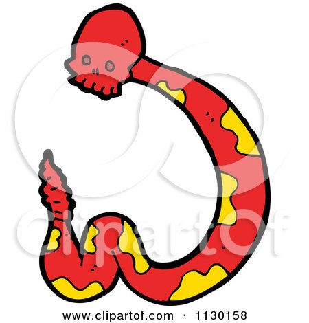 Cartoon Of A Red Skull Snake 4 - Royalty Free Vector Clipart by lineartestpilot