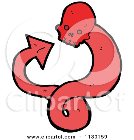 Cartoon Of A Red Skull Snake 5 - Royalty Free Vector Clipart by lineartestpilot
