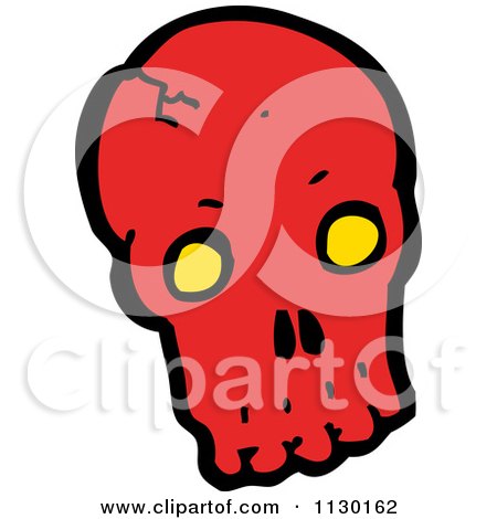 Cartoon Of A Red Skull 12 - Royalty Free Vector Clipart by lineartestpilot