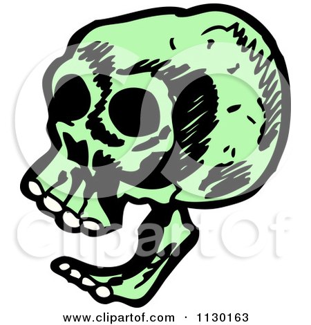 Cartoon Of A Laughing Green Skull - Royalty Free Vector Clipart by lineartestpilot