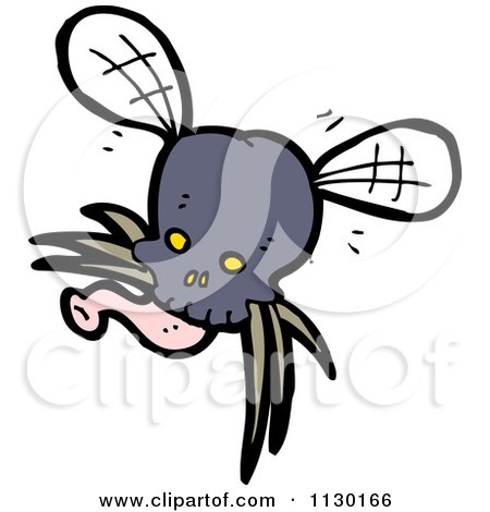 Cartoon Of A Skull Bug Fly 1 - Royalty Free Vector Clipart by lineartestpilot