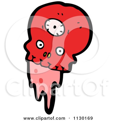 Cartoon Of A Red Skull With Puke - Royalty Free Vector Clipart by lineartestpilot