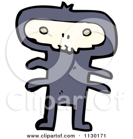 Cartoon Of A Skull Man - Royalty Free Vector Clipart by lineartestpilot