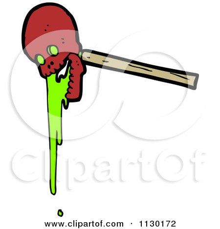 Cartoon Of A Red Skull On A Stick 3 - Royalty Free Vector Clipart by lineartestpilot