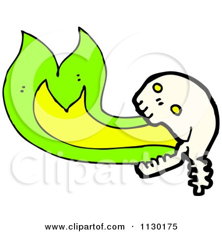 Cartoon Of A Human Skull With Green Flames 5 - Royalty Free Vector Clipart by lineartestpilot