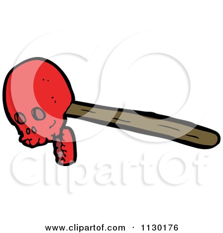 Cartoon Of A Red Skull On A Stick 4 - Royalty Free Vector Clipart by lineartestpilot